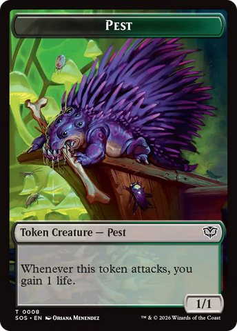 Fractal (0004) // Pest (0008) Double-Sided Token [Secrets of Strixhaven Tokens]