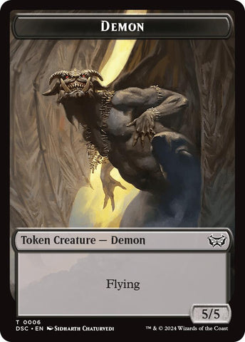 Demon // Bird Double-Sided Token [Duskmourn: House of Horror Commander Tokens]